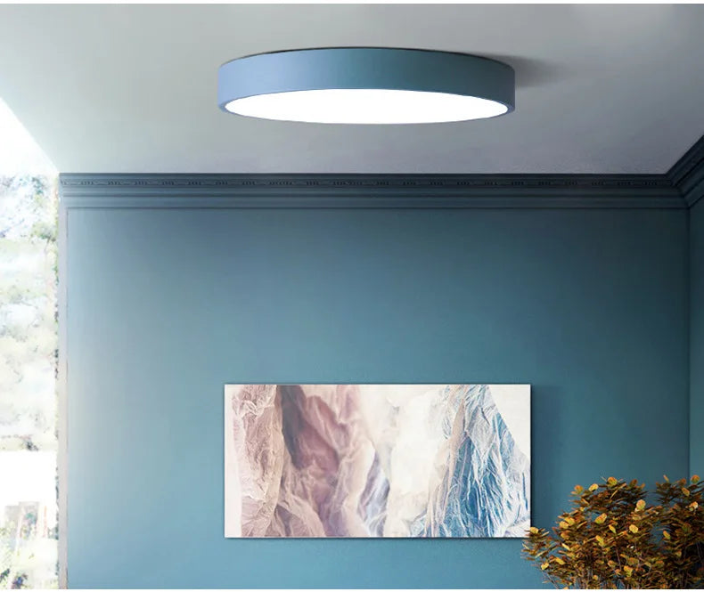 Ultra - Thin Modern Simple - Design Circular LED Ceiling Lights. Available in 18W, 30W, 48W, featuring macaron - colored finishes.