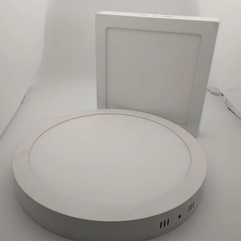 AC85 - 265V White LED SMD2835 Panel Lights. Available in 6W, 12W, 18W, 24W. Surface - mounted, with round and square options for LED downlighting.