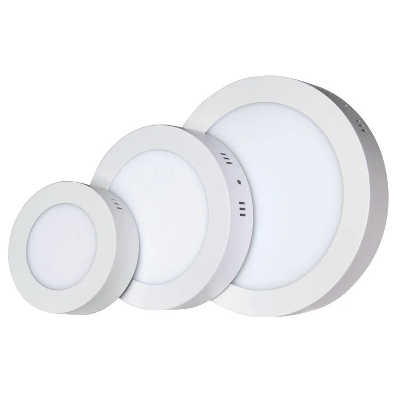 AC85 - 265V White LED SMD2835 Panel Lights. Available in 6W, 12W, 18W, 24W. Surface - mounted, with round and square options for LED downlighting.