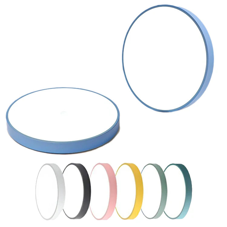 tra - Thin Modern and Simple Macaroon - Colored Circular Ceiling Lamp. Available in 18W, 30W, and 48W options.