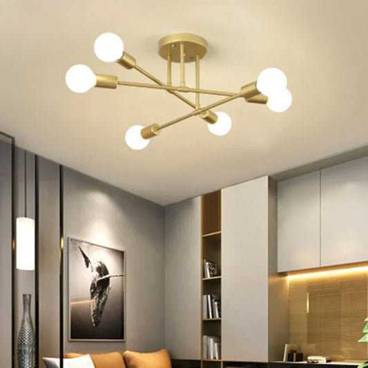 Nordic - Style Minimalist LED Pendant Chandelier. Ideal for bedrooms and living rooms, featuring black - and - gold accents for lighting decoration.