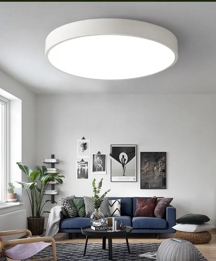 tra - Thin Modern and Simple Macaroon - Colored Circular Ceiling Lamp. Available in 18W, 30W, and 48W options.