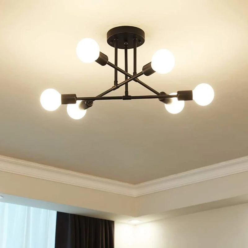Nordic - Style Minimalist LED Pendant Chandelier. Ideal for bedrooms and living rooms, featuring black - and - gold accents for lighting decoration.
