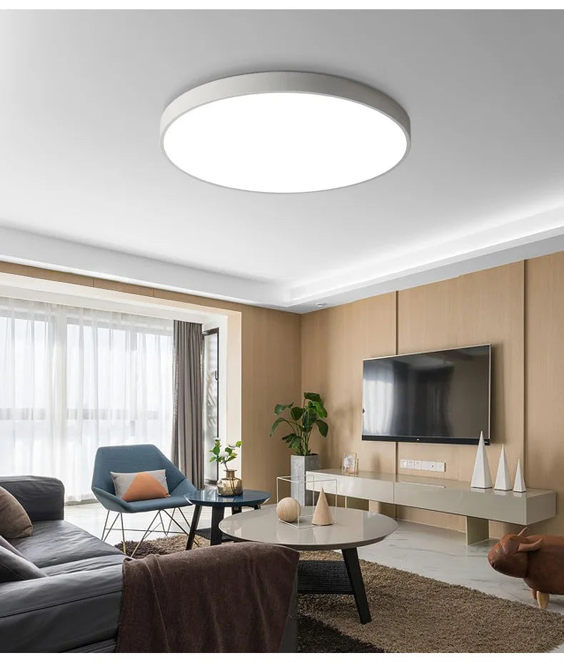 Ultra - Thin Modern Simple - Design Circular LED Ceiling Lights. Available in 18W, 30W, 48W, featuring macaron - colored finishes.