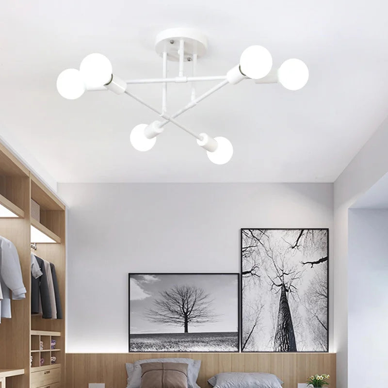 Nordic - Style Minimalist LED Pendant Chandelier. Ideal for bedrooms and living rooms, featuring black - and - gold accents for lighting decoration.