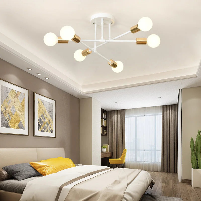 Nordic - Style Minimalist LED Pendant Chandelier. Ideal for bedrooms and living rooms, featuring black - and - gold accents for lighting decoration.